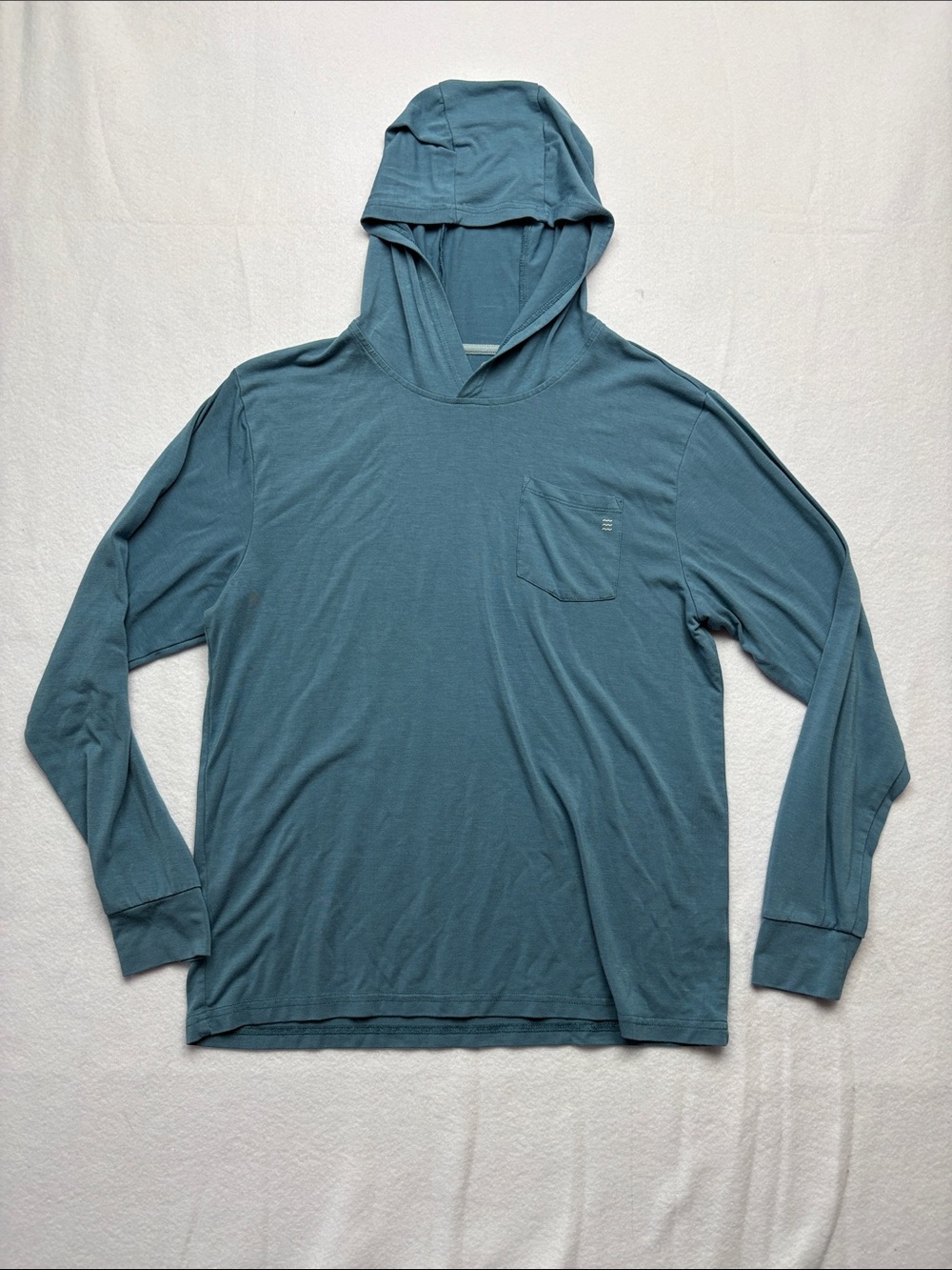 Free fly size large Women's Lightweight Hooded Long Sleeve Tee Slate Blue